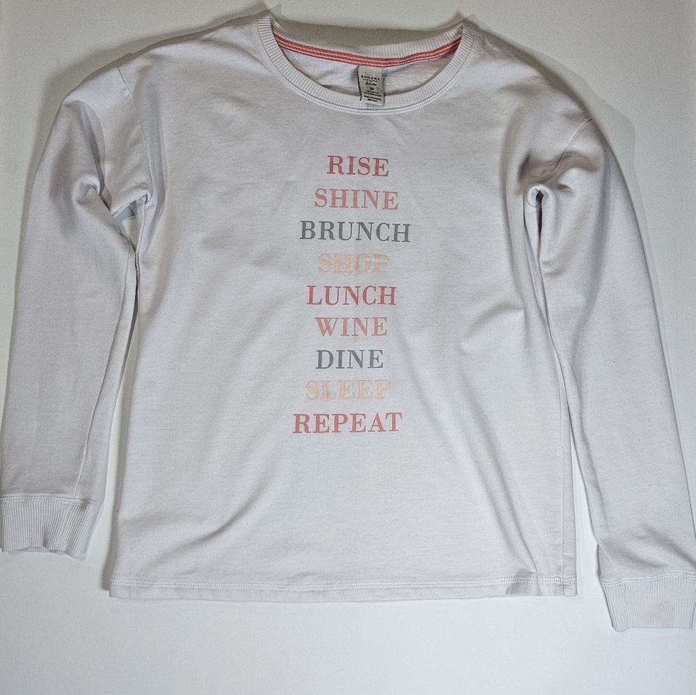 Sonoma Womens Sleepwear Sweater Size XS White Casual Comfy Loungewear Pajama Top